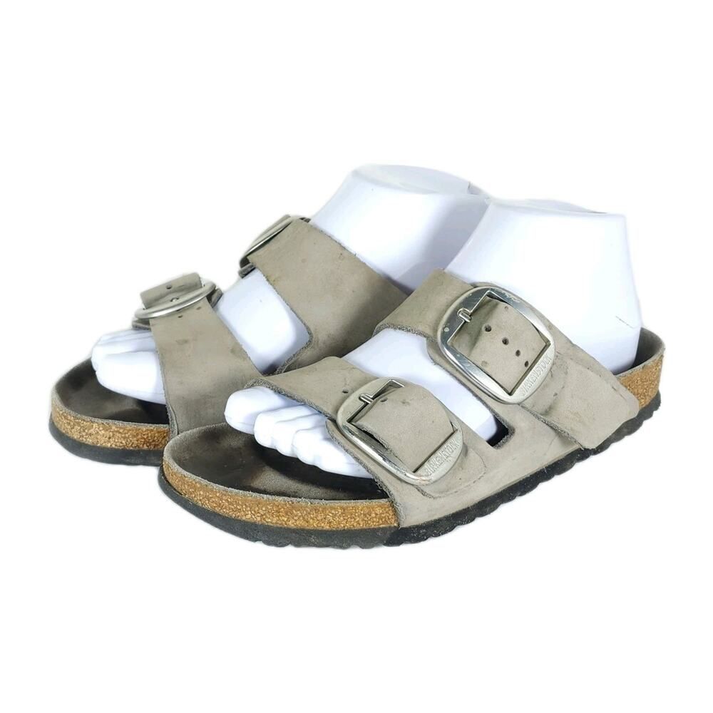 BIRKENSTOCK Women's Arizona Big Buckle US7 EU38 Gray Nubuck Slide Sandals Shoes